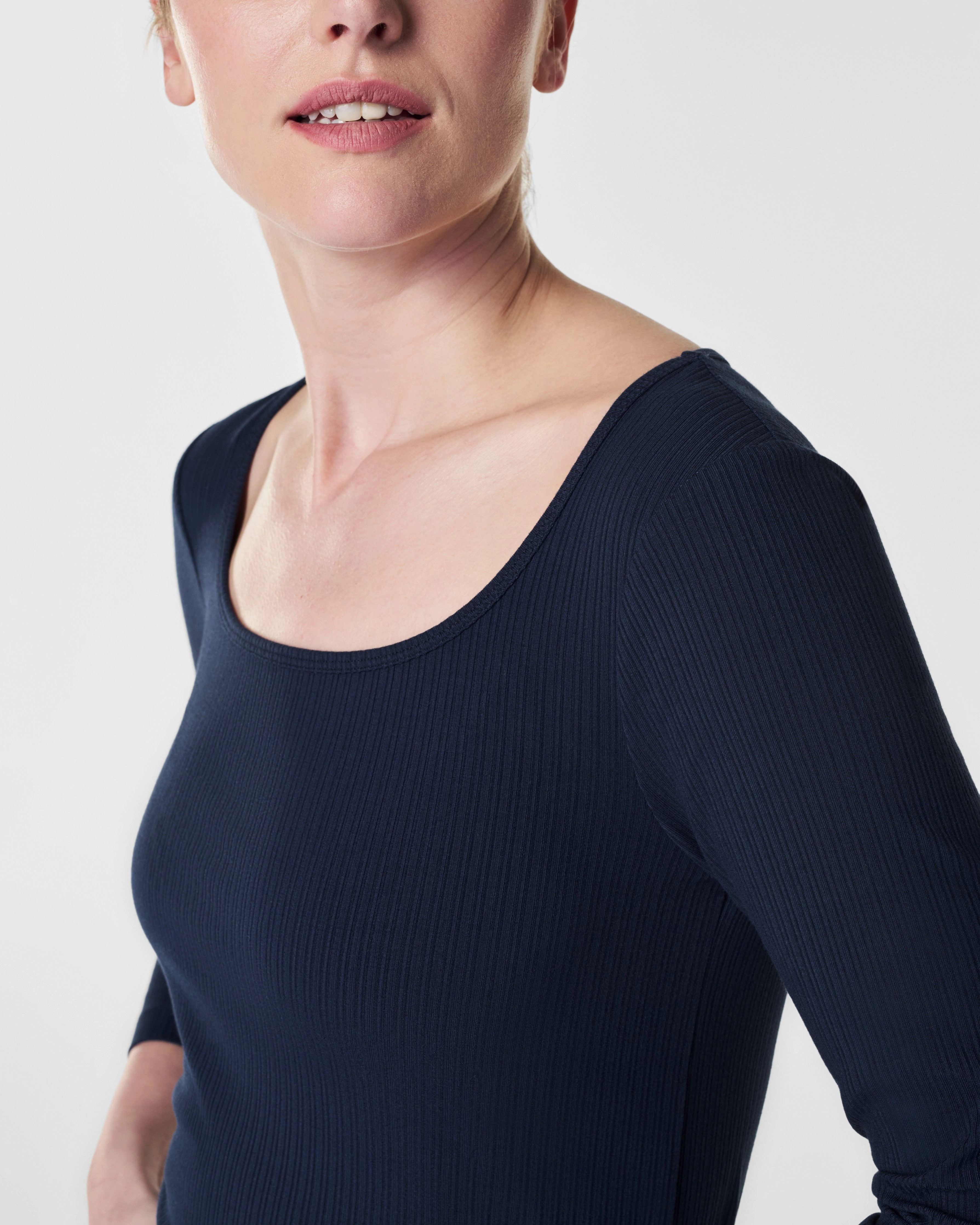 Stretch Rib Long-Sleeve Top