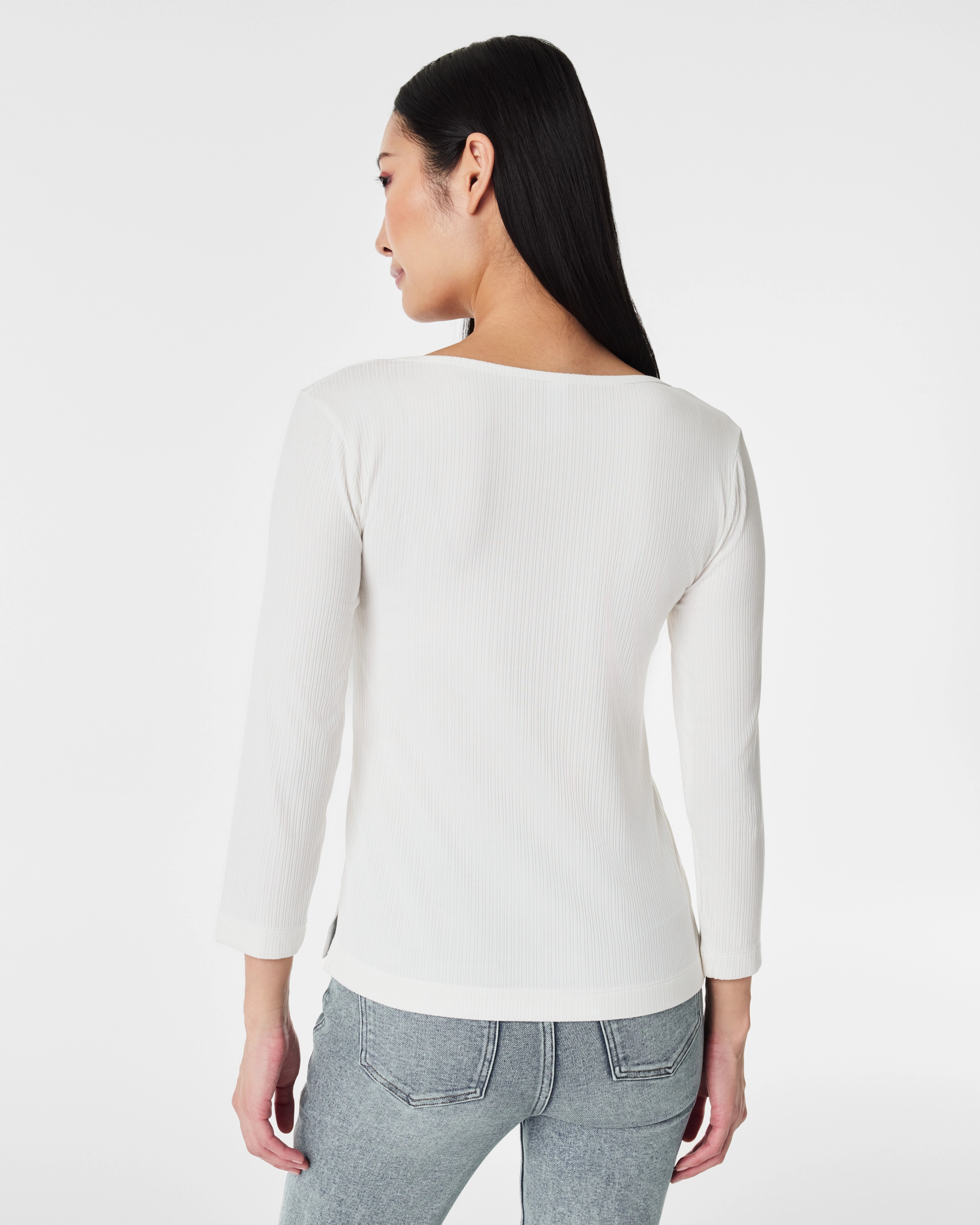 Stretch Rib Long-Sleeve Top