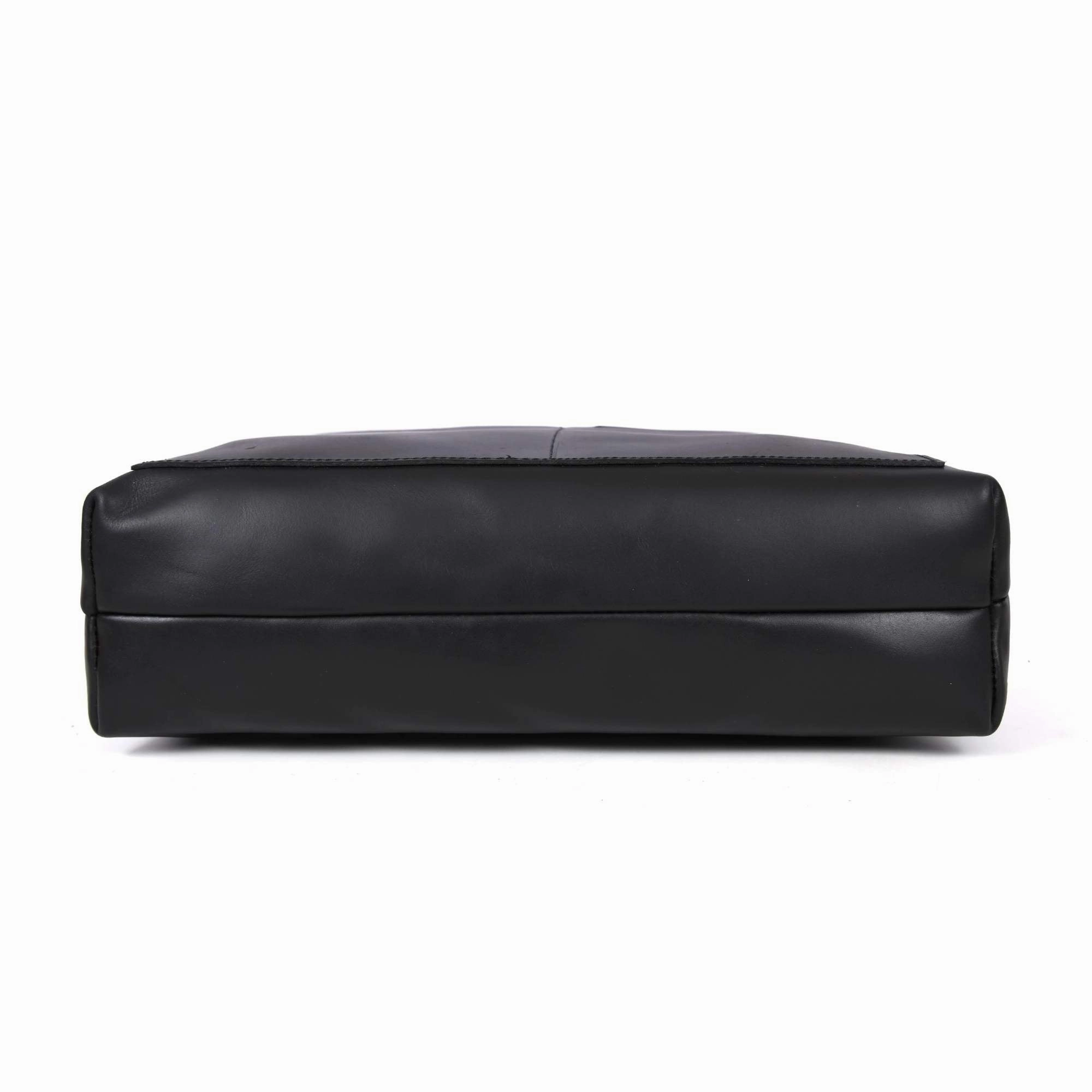 Tolredo - Black Leather Tote Bag with Leather Closure