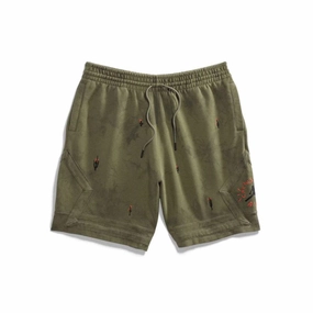 TRAVIS SCOTT JORDAN WASHED SUEDE SHORTS OLIVE