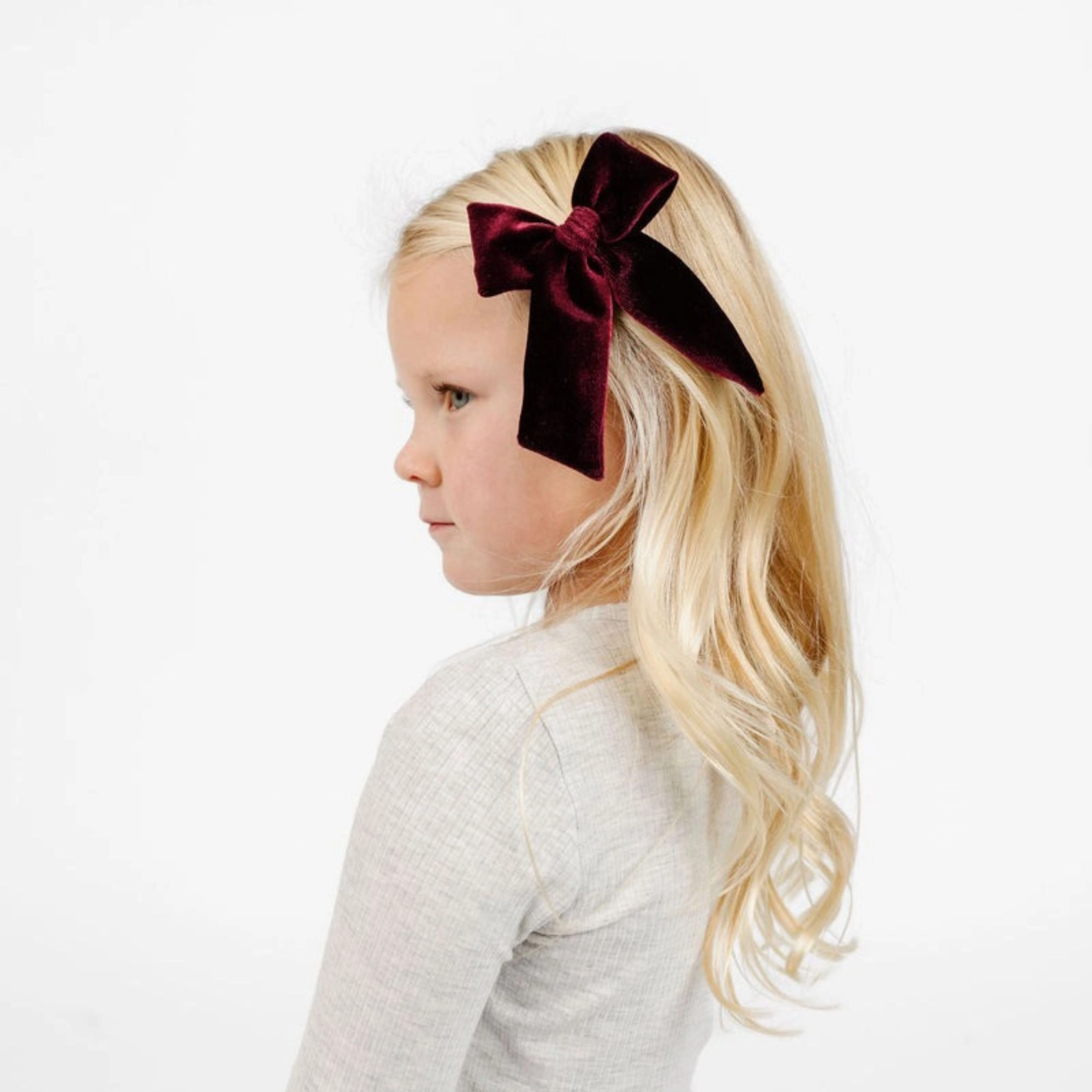 Velvet Sash Bow Clip - Small