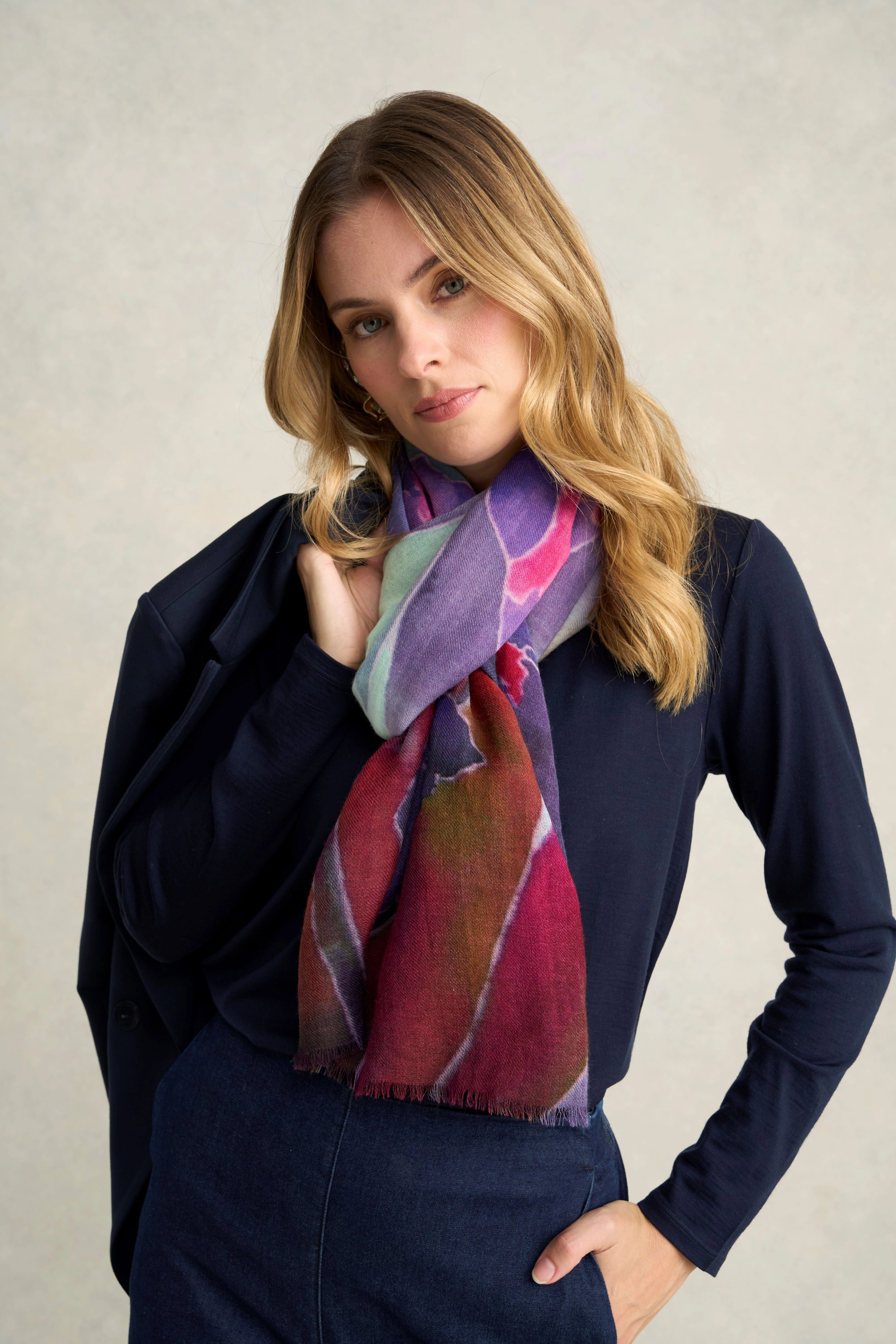 Violet Bloom Wool Scarf